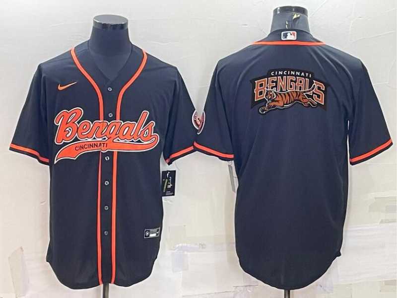 Men's Cincinnati Bengals Black Team Big Logo With Patch Cool Base Stitched Baseball Jersey,We sell and wholesale Men's Cincinnati Bengals Black Team Big Logo With Patch Cool Base Stitched Baseball Jersey on line form chian!